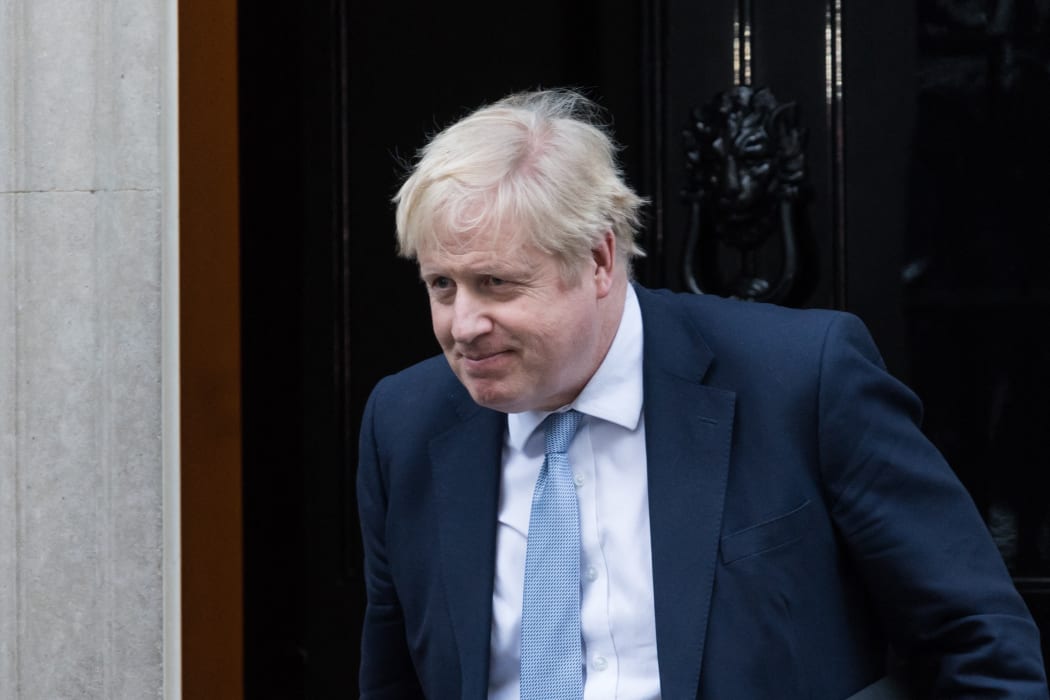 British Prime Minister Boris Johnson leaves 10 Downing Street to give statement to MPs in the House of Commons regarding the findings from Sue Gray's inquiry into parties at Downing Street during a Covid-19 lockdown.