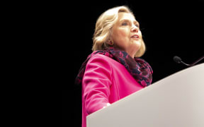 Former United States Secretary of State Hillary Clinton talks to a crowd of nearly 3000 in Auckland at an event for her new book What Happened.