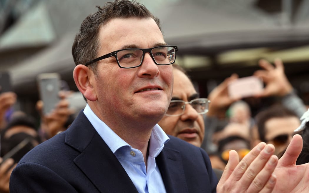 This photo taken on August 11, 2018 shows Victoria's Premier Daniel Andrews attending an Indian Film Festival of Melbourne event at Federation Square in Melbourne. (Photo by William WEST / AFP)