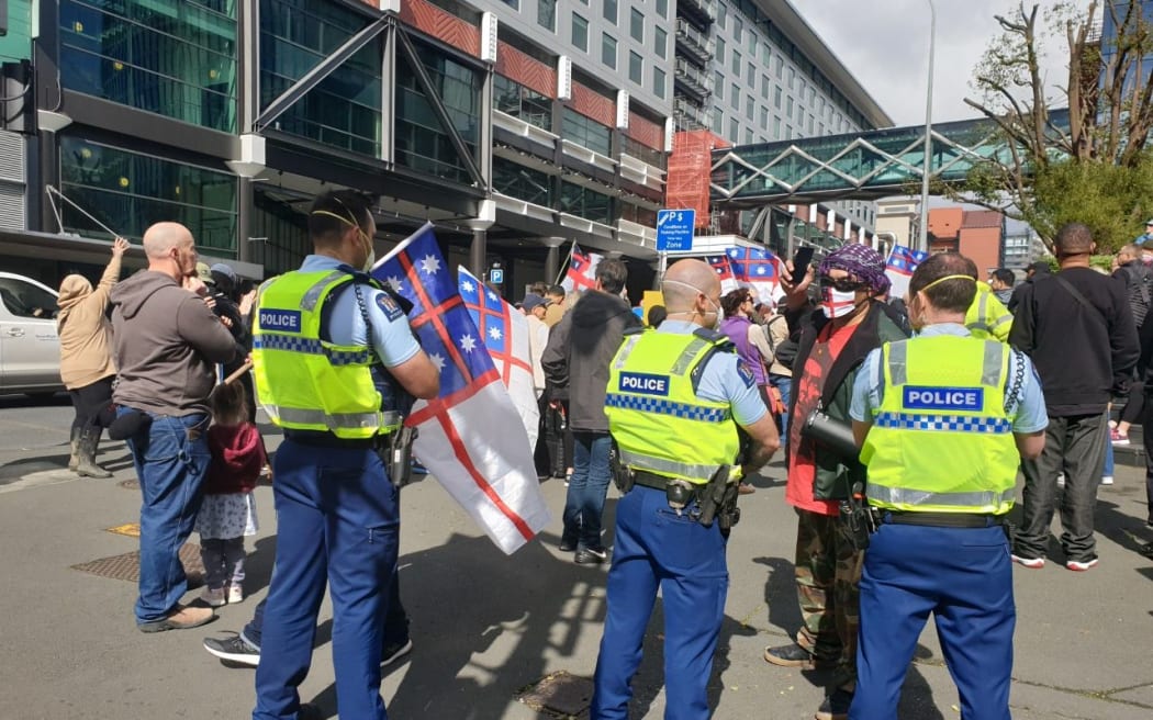 Anti-lockdown protest in Central Auckland