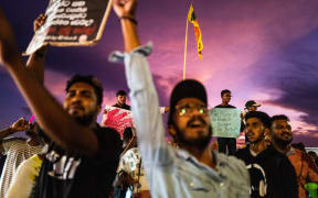 An  anti-government demonstration near the president's office in Colombo on April 17, 2022, demanding President Gotabaya Rajapaksa's resignation over the country's crippling economic crisis.