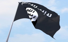 An Islamic State flag.