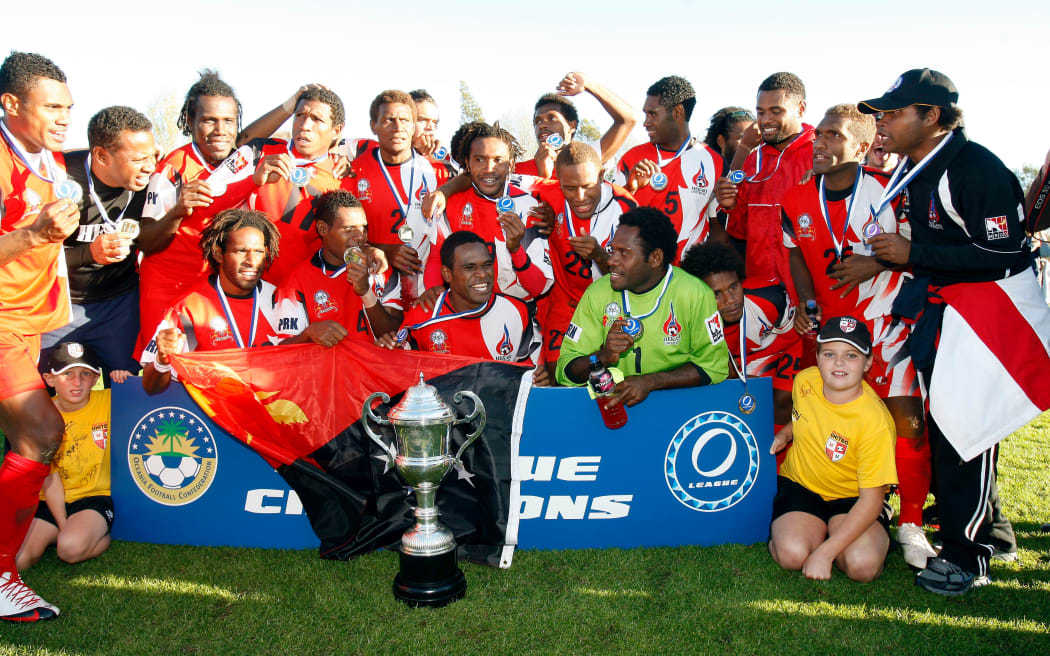 Hekari United celebrate winning the 2010 Oceania Champions League.