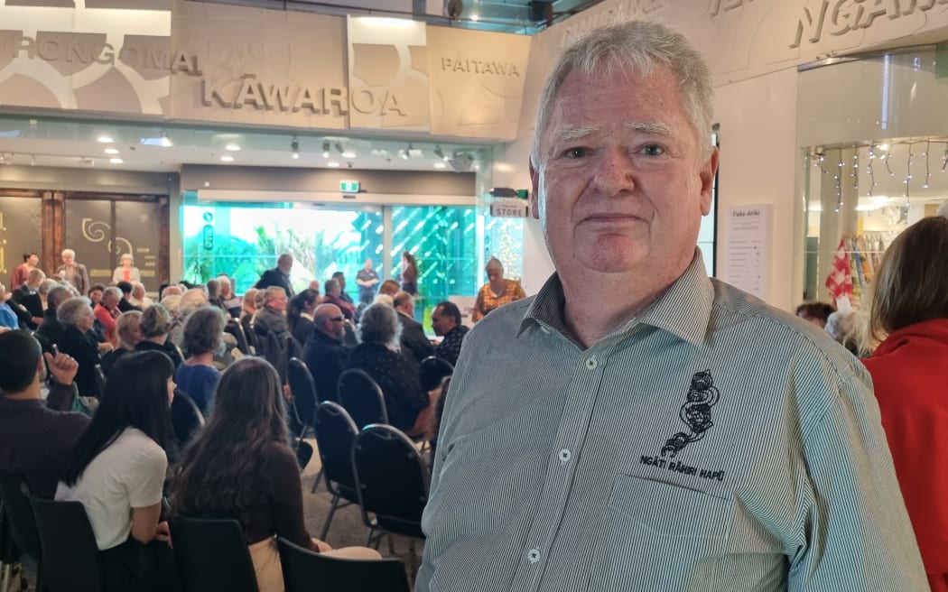 Ngāti Rāhiri hapū member Keith Holswich at the launch of Dr Rachel Buchanan's book 'Te Motunui Epa' in New Plymouth, 21 November 2022 .