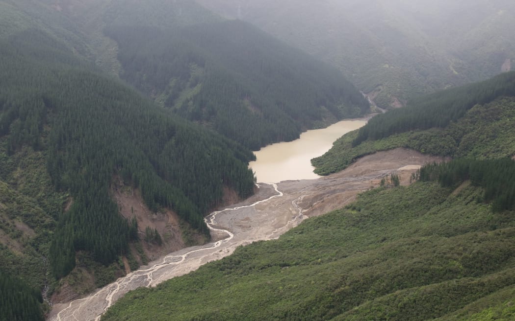 A new lake has been formed by a landslide in the Waiorongomai Valley, Gisborne.