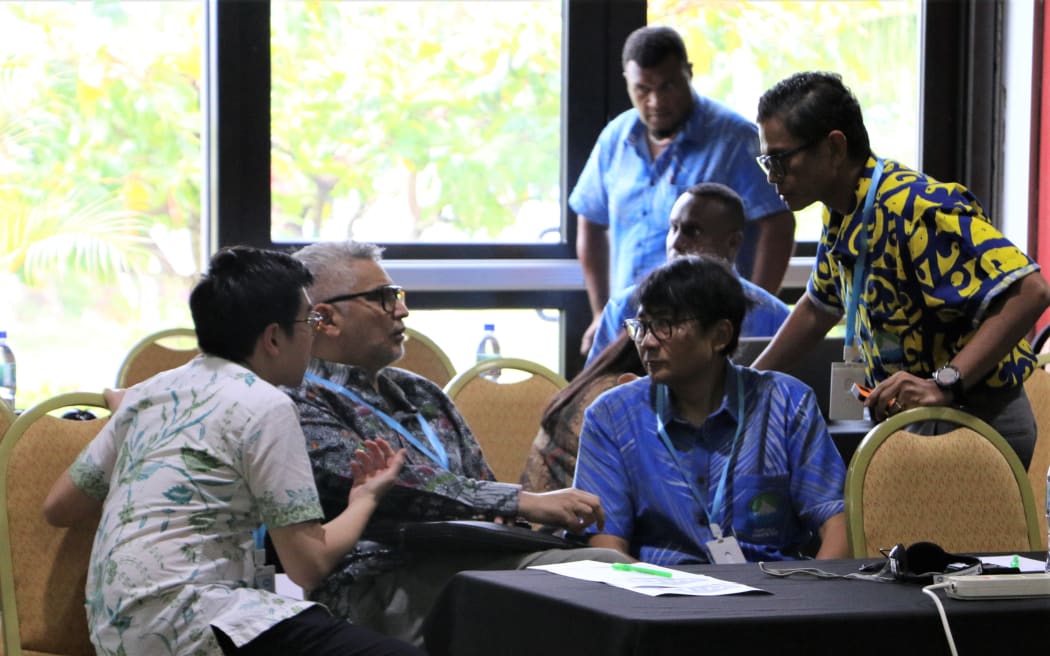 Members of the Indonesian delegation at the Melanesian Leaders' Summit pre-meeting of the Foreign Ministers' in Port Vila. 21 August 2023