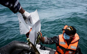 Indonesian Navy find parts of wreckage of Indonesian Sriwijaya Air Flight 182 Boeing 737, at Java Sea, in Jakarta, Indonesia on January 12, 2021.