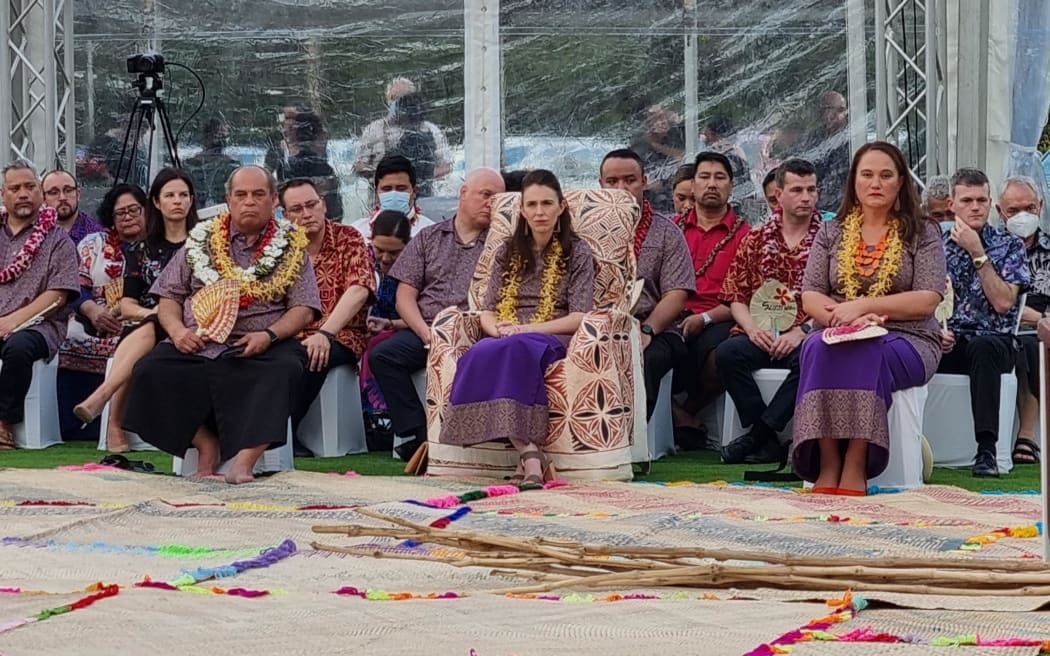 New Zealand Prime Minister Jacinda Ardern's delegation in Samoa on 1/8/2022.