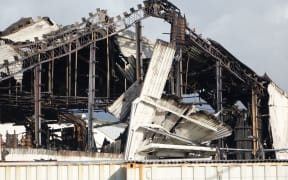 The fire-damaged Auckland Film Studios.