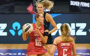 England's George Fisher in action against the Silver Ferns 2020.
