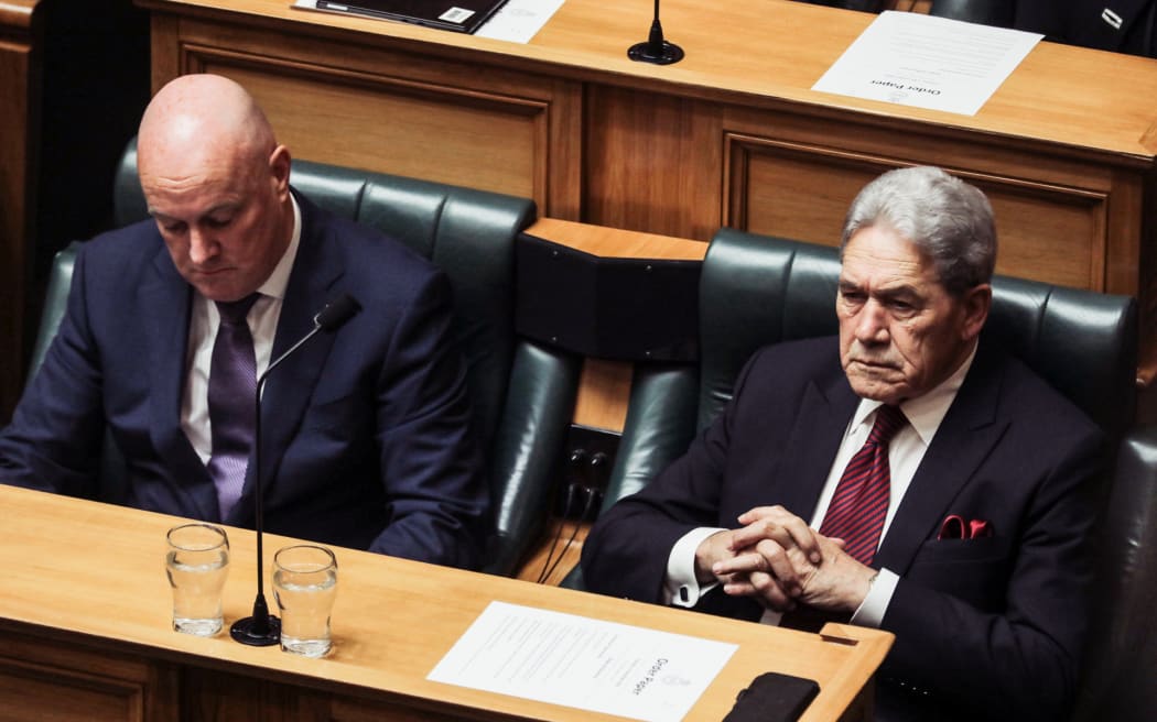 Prime Minister Christopher Luxon and Deputy Prime Minister Winston Peters at the official opening of Parliament, 5 December 2023.
