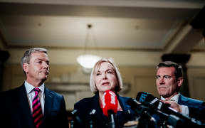 National Party's Andrew Bayly, Judith Collins and Michael Woodhouse.