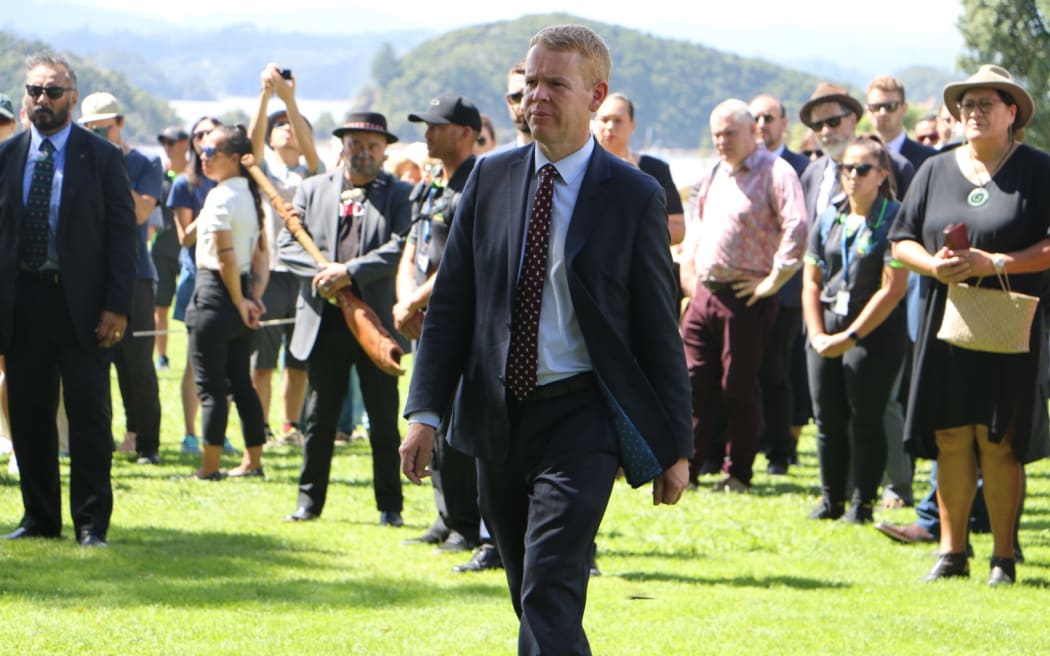 Prime Minister Chris Hipkins at Waitangi in 2023.