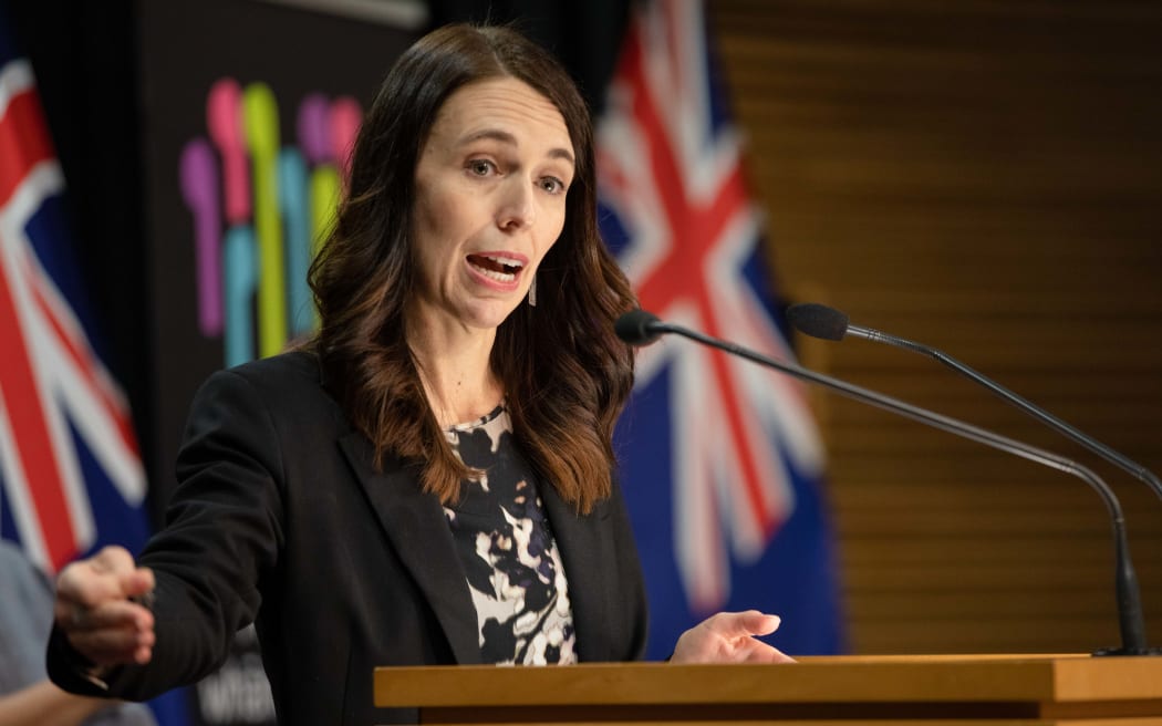 Jacinda Ardern speaks to media at Parliament's theatrette