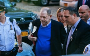 Harvey Weinstein turns himself in to the New York Police Department's First Precinct after being served with criminal charges by the Manhattan District Attorney's office on May 25, 2018 in New York City.
