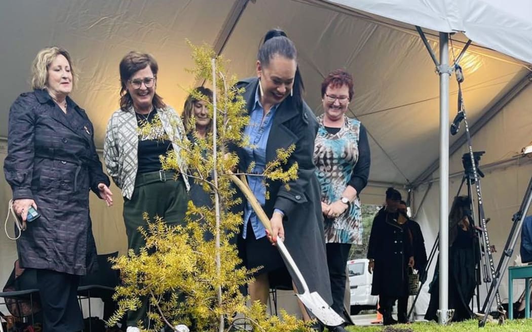Wellington mayor Tory Whanau plated a tree on Saturday to celebrate King Charles' Coronation.