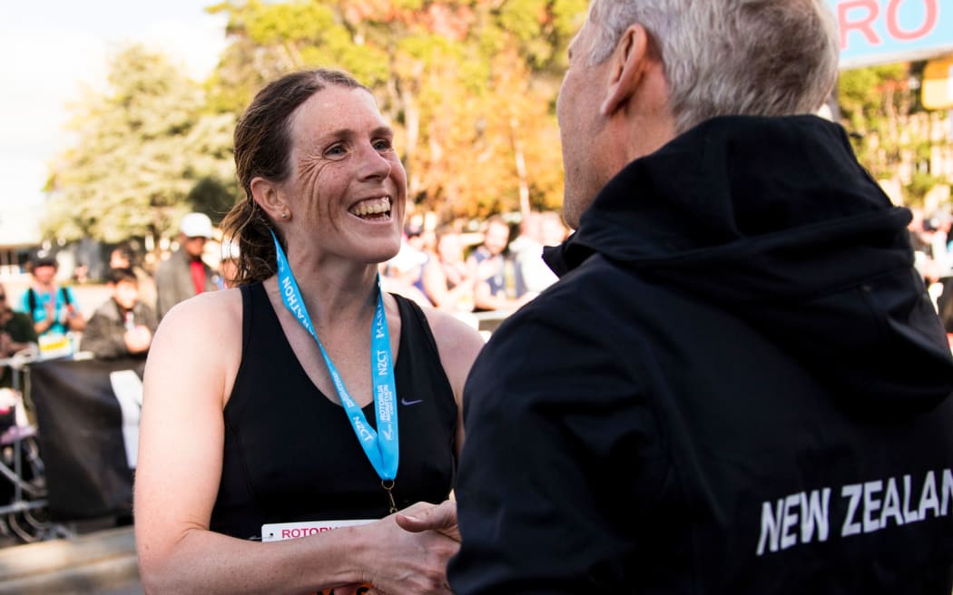 Alice Mason wins the 2019 Rotorua Marathon.