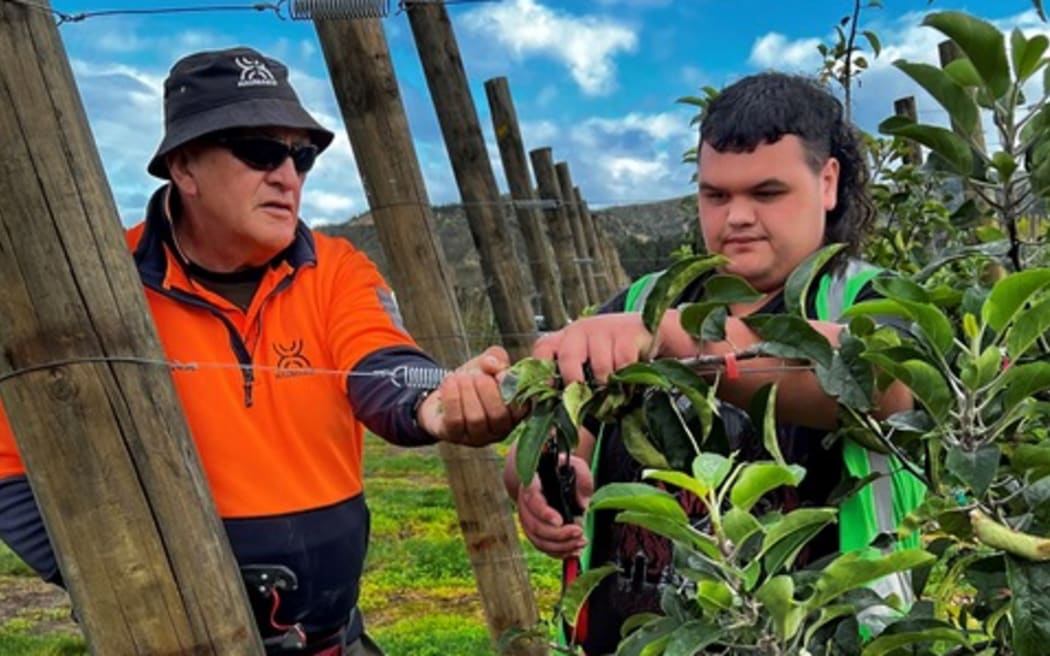 Horticulture cadet Quade Mitchell with cadet supervisor Frank King