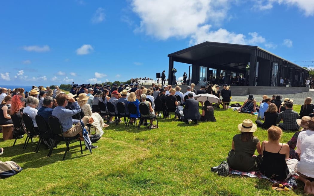 Mourners at the funeral of Dave van Zwanenberg, killed in Cyclone Gabrielle.