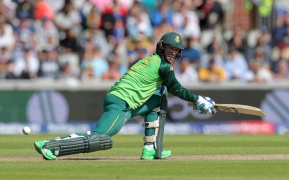 Rassie van der Dussen returns during the 2019 Cricket World Cup match between Australia and South Africa on July 6, 2019 at Old Trafford, Manchester.  Photo copyright: Graham Morris / www.photosport.nz