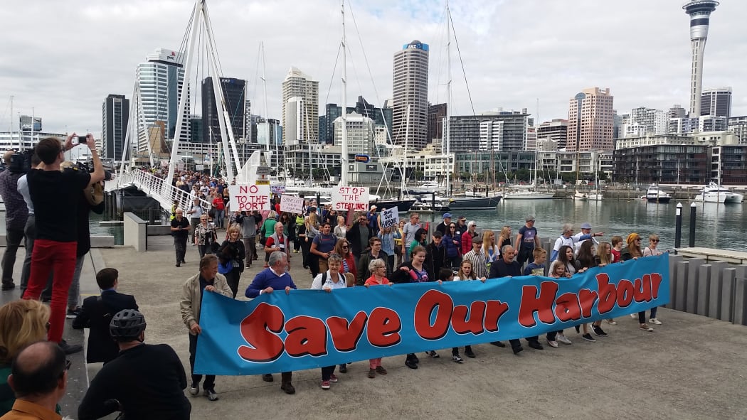 About 1500 people took part in the march against the port extension in Auckland.