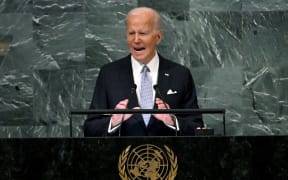 US President Joe Biden addresses the 77th session of the United Nations General Assembly at the UN headquarters in New York City on 21 September 2022.