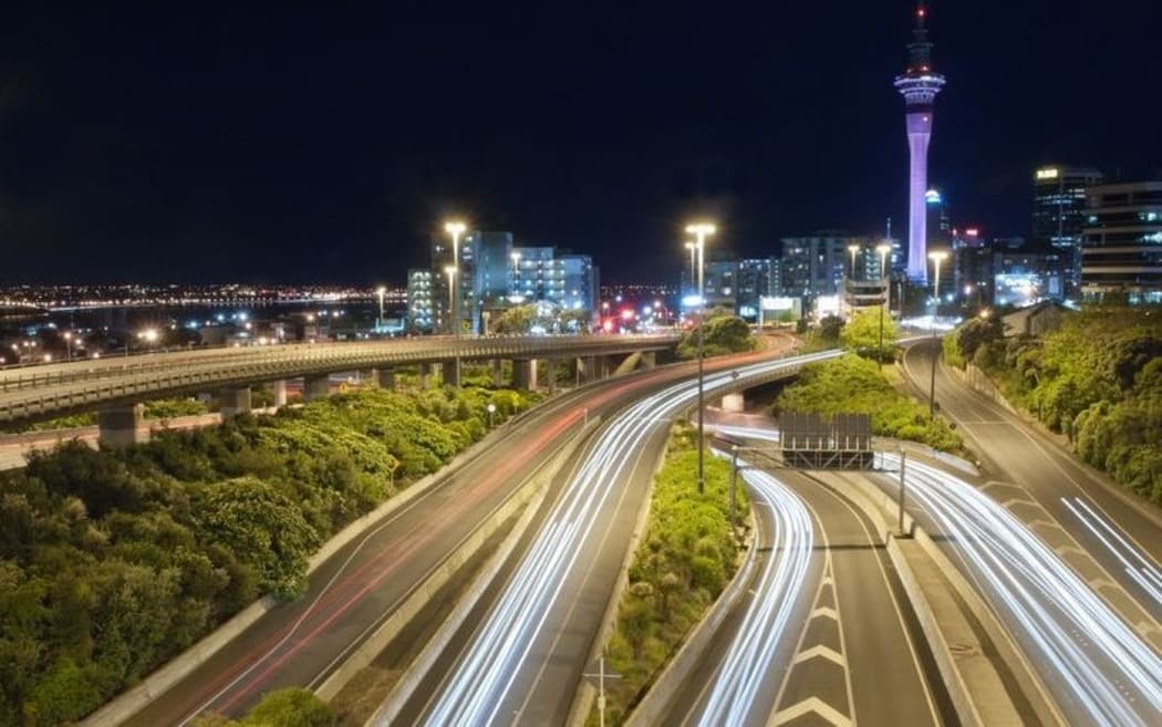 Auckland motorway with traffic flowing