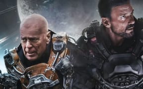 Bruce Willis and Frank Grillo in the 2021science-fiction action film Cosmic Sin