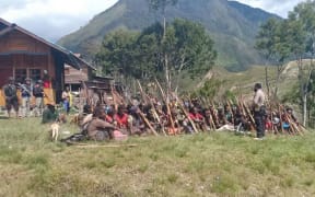 Indonesian security forces in a Highlands  village as they pursue independence fighters in West Papua's Puncak Jaya regency.