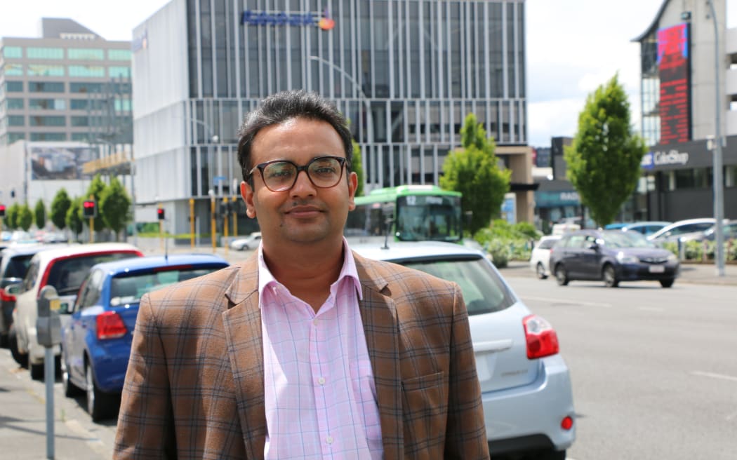 The previous holder of the Hamilton West seat, Dr Gaurav Sharma, in Hamilton in the days leading up to the by-election.