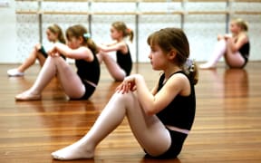 young girls in ballet class