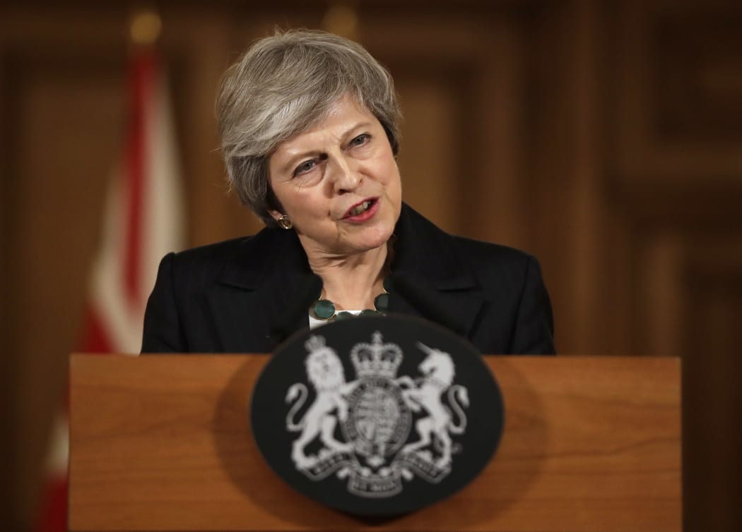 Britain's Prime Minister Theresa May speaks during a press conference inside 10 Downing Street in central London on November 15, 2018.