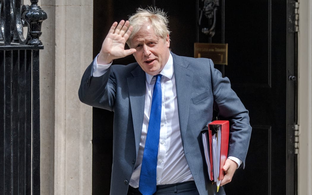 British Prime Minister Boris Johnson leaves Number Ten of Downing Street on Wednesday, July 6 2022.