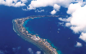 An aerial view of the downtown section of Majuro Atoll, where the first death attributed to the ongoing outbreak of dengue fever has happened.