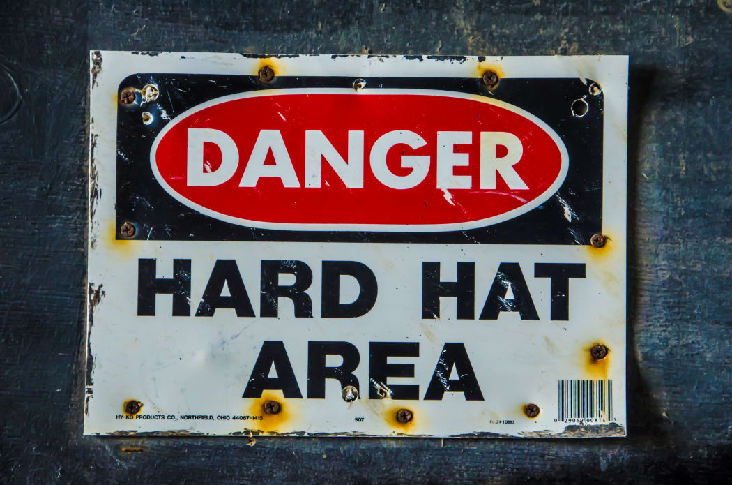 Danger hard hat area sign