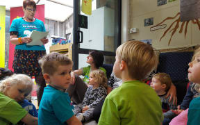 NZEI president Louise Green at the launch of the campaign at Hill St early childhood centre .