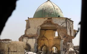 A picture taken on 29 June, 2017, shows the destroyed Great Mosque of al-Nuri in Mosul - destroyed by militants in the clash between Iraq and Islamic State.