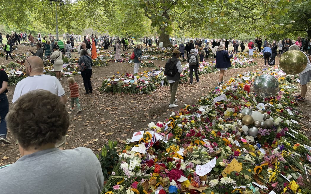 The Floral Tribute Garden for Queen Elizabeth II at Green Park, near Buckingham Palace, London, 13 September 2022.