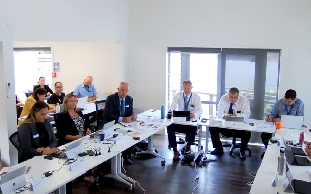 Councillor Pera Paniora (left) wanted to begin the council meeting with a karakia but Kaipara Mayor Craig Jepson (second right) was quick to reject her request.