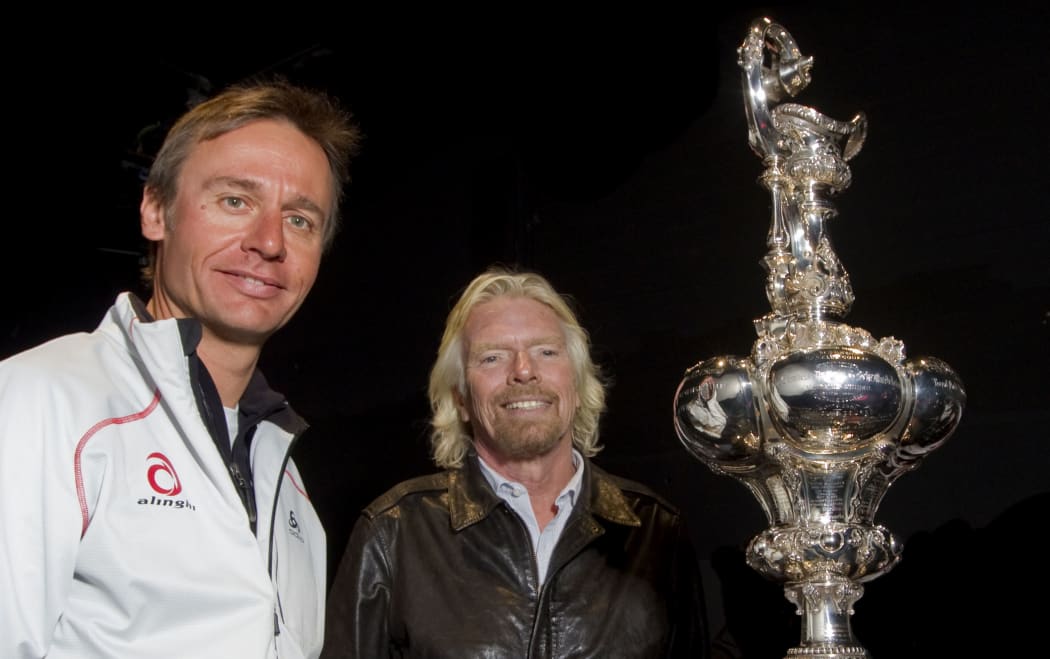 Ernesto Bertarelli and Richard Branson with the Americas Cup in 2010.
