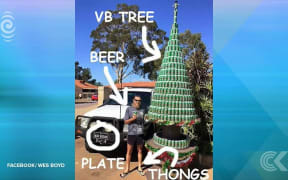 Australian man builds 4 metre Xmas tree out of 2,500 VB beer cans