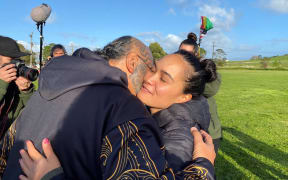 Pania Newton, co-founder of Save Our Unique Landscape (SOUL) at Ihumātao. Occupiers gathered to mark a year since the eviction notice for the disputed land was served.