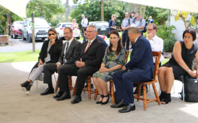 Prime Minister Jacinda Ardern and her top ministers at the Iwi Chairs Forum hui in Waitangi today.