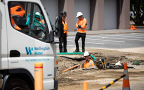 Wellington Water repair crew fix a burst pipe