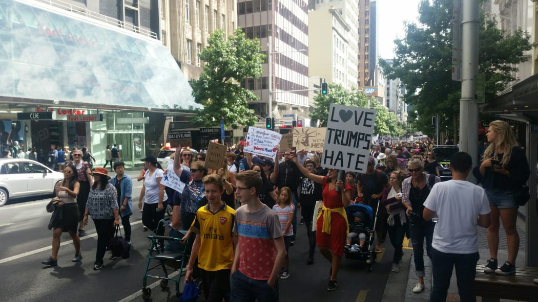 At least 2000 people turned out to the Women's March in Auckland.
