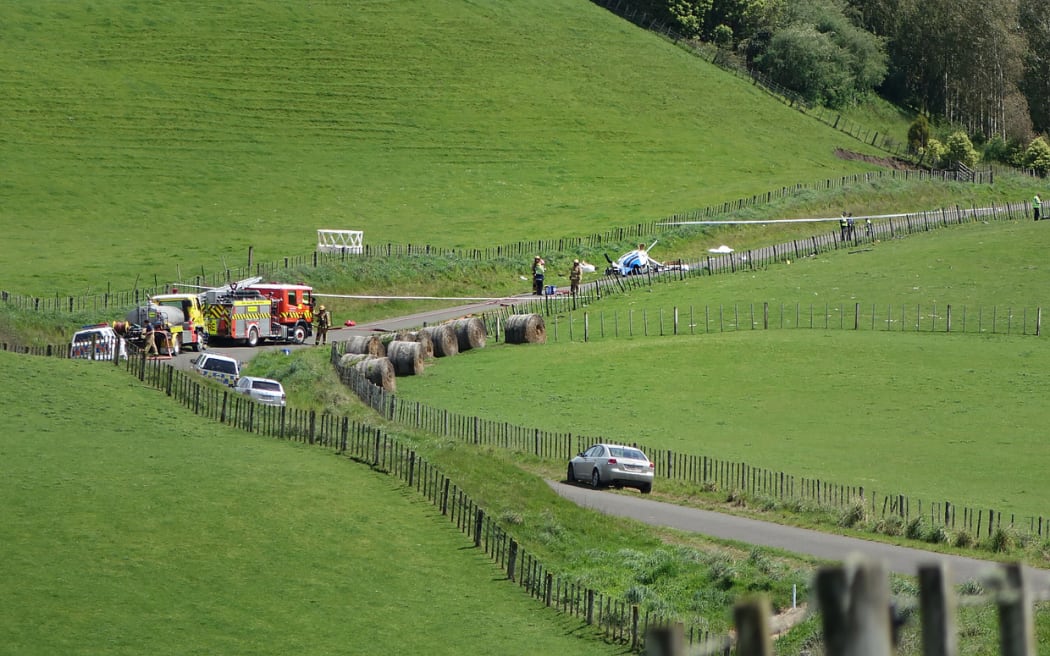 The helicopter came down on a rural road north west of Whanganui.