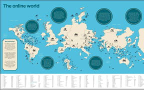 Map according to size of a country's internet domain