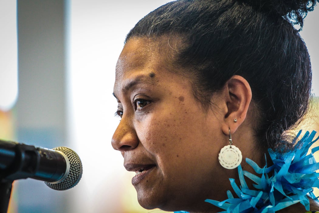 Dr Teresia Teaiwa - the Director of Va'aomanu Pasifika - Samoan and Pacific Studies at the Victoria University of Wellington. Speaking at an event during Fiji Language week 2016.