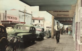 The main shopping street of Upper Hutt in the 1950s.
