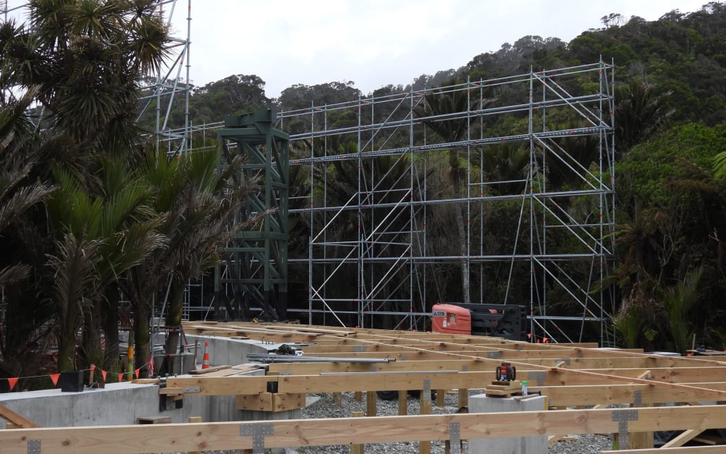 Construction is beginning - and an aerial projection of the planned new Experience Centre at Dolomite Point. Punakaiki.